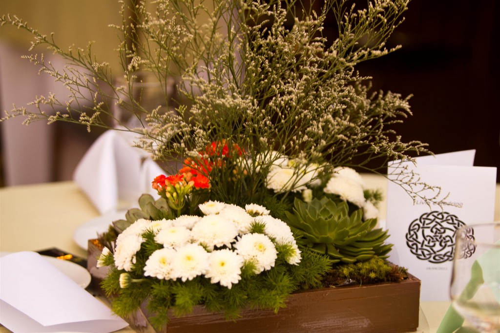 Arranjo de mesa com echeveria